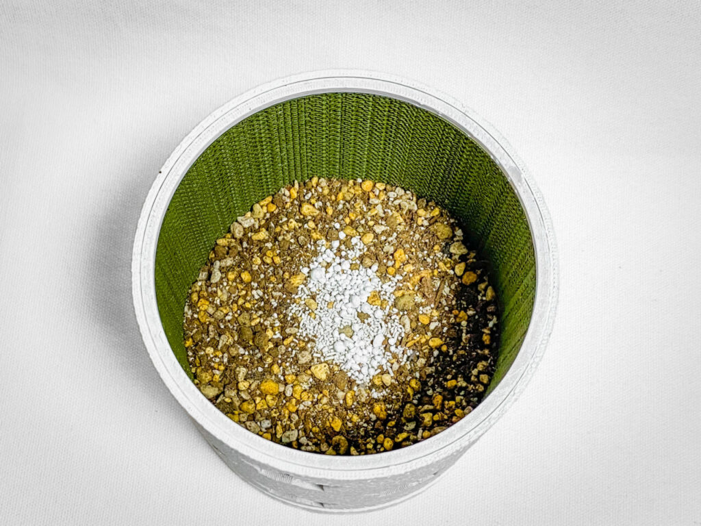 殺虫剤と肥料を撒く